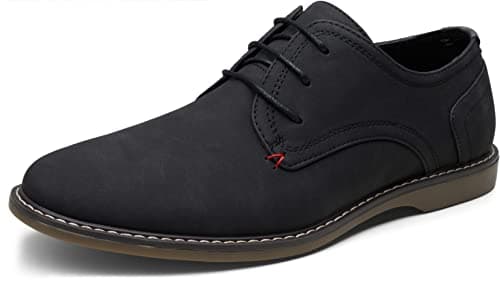 Jousen Men's Oxford Suede Business Casual Dress Shoes Plain Toe Oxfords Classic Formal Derby Shoes (AMY615 Black 9.5)