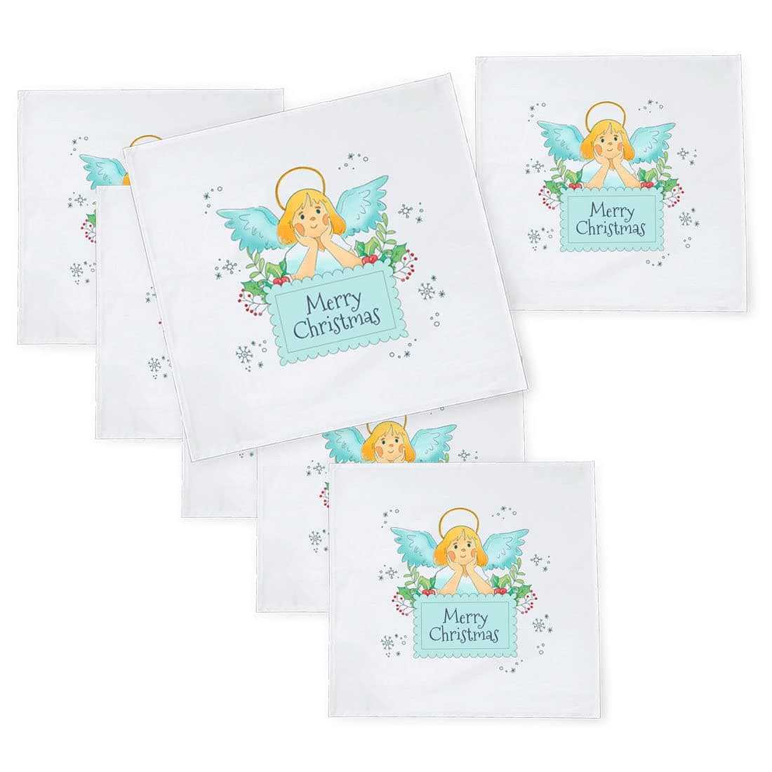 Khakee 6 Pcs Christmas Theme Silk Table Napkins 10x 10 for Xmas Decoration Christmas OrnamentsChristmas Giftxmas21407