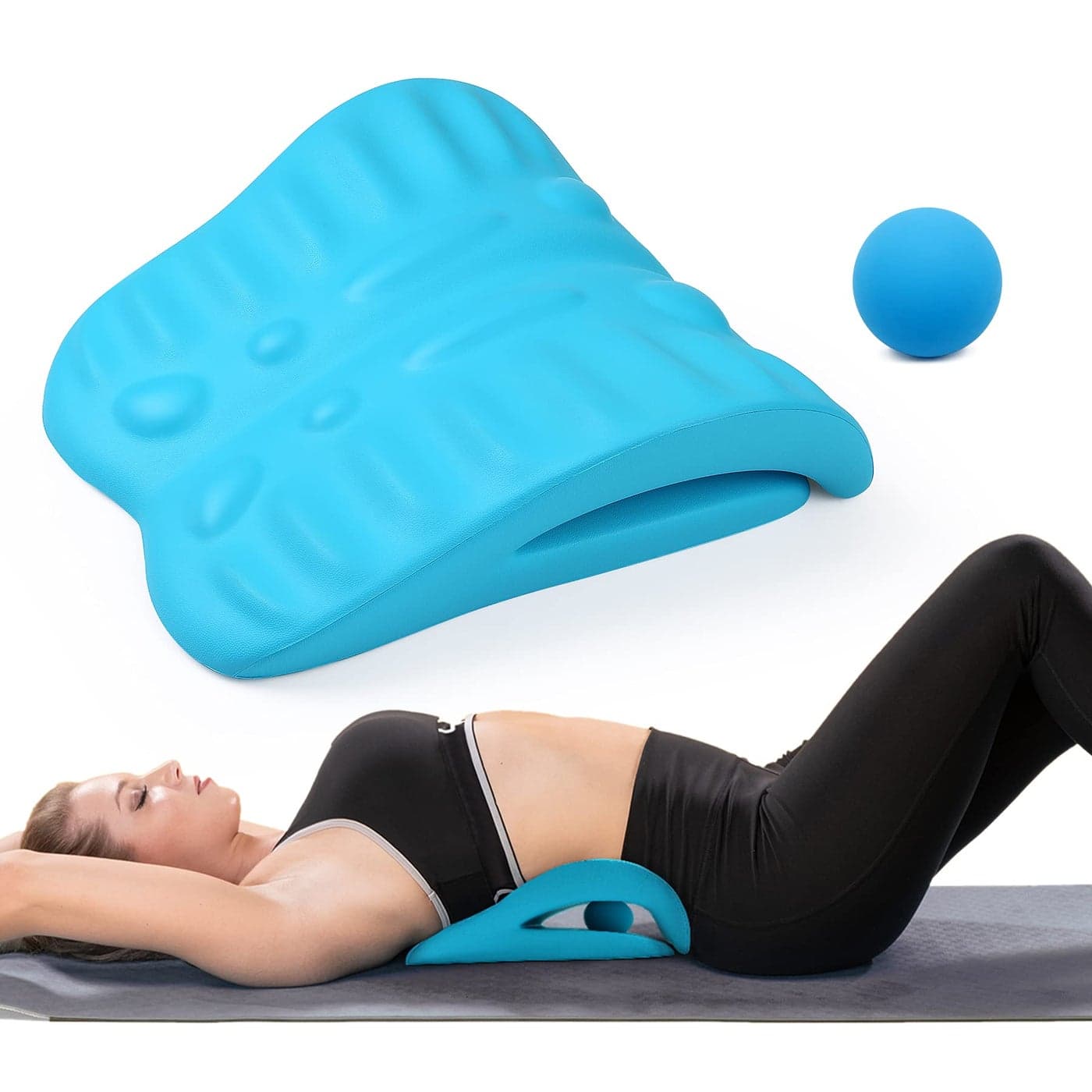 RESTCLOUD Back Stretcher for Back Pain Relief Back Stretching Cushion Chronic Lumbar Support Pillow Helps with Spinal Stenosis Herniated Disc and Sciatica Nerve Pain Relief Lumbar Stretcher