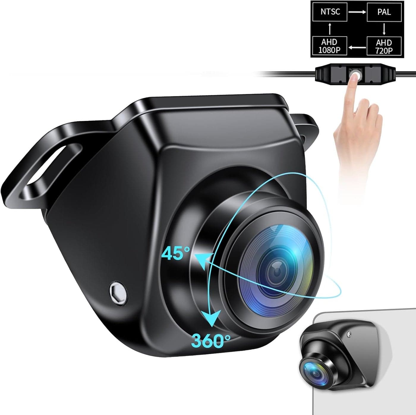 Jansite Backup Camera with Switchable Button - AHD 1080P/720P, 170° Wide Angle, IP69 Waterproof for Cars, Trucks, SUVs, and Vans