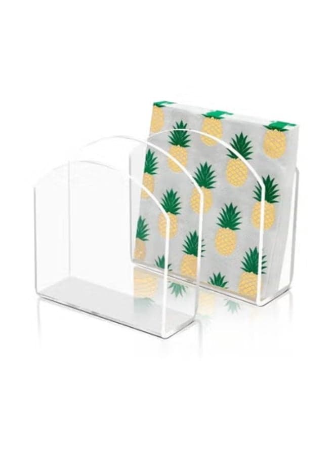 2.8mm 2Pcs Crystal Clear Acrylic Napkin Holder Tabletop Paper Napkin Stand Freestanding Tissue Dispenser for Dining Table Kitchen Restaurant Café Hotel Home Office Table Decor Accessories