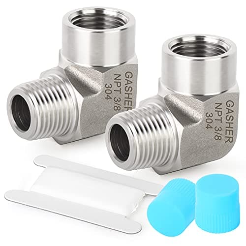 GASHER 2Pcs Stainless Steel Pipe Fitting 90 Degree Barstock Street Elbow,3/8-Inch Male Pipe x 3/8-Inch Female Pipe