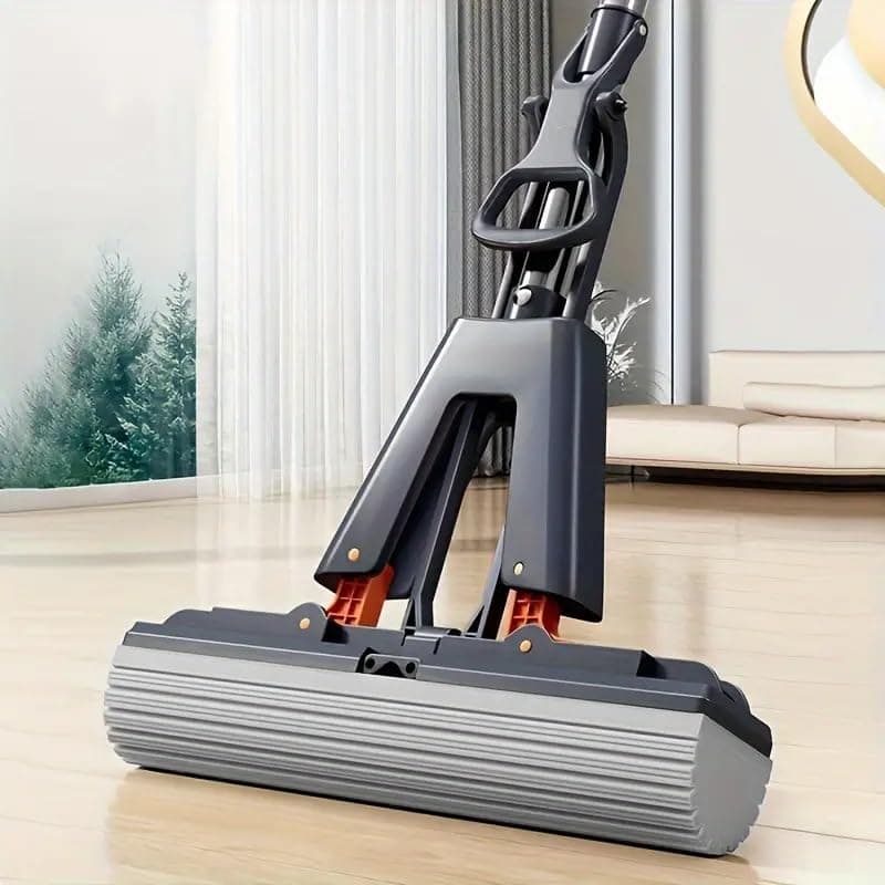 KRLZ Sponge Mop with Super Absorption Sponge Head Absorbent PVA Sponge with Telescopic Stainless Steel Handle Floor Mop for Kitchen Bathroom