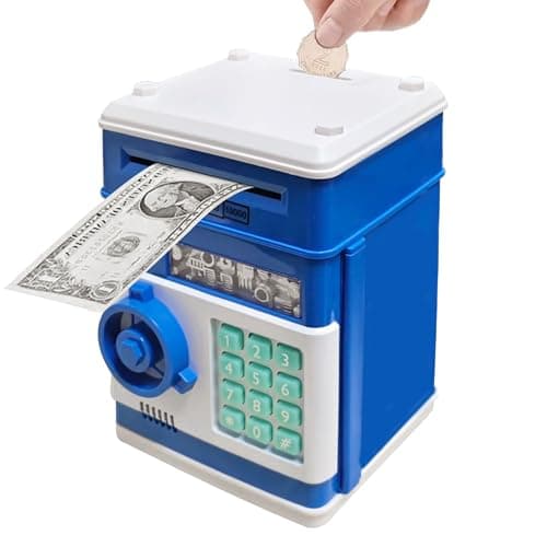Totola Piggy Bank Electronic Mini ATM for Kids Baby Toy Safe Coin Banks Money Saving Box Password Code Lock for ChildrenBoys Girls Best GiftBlue