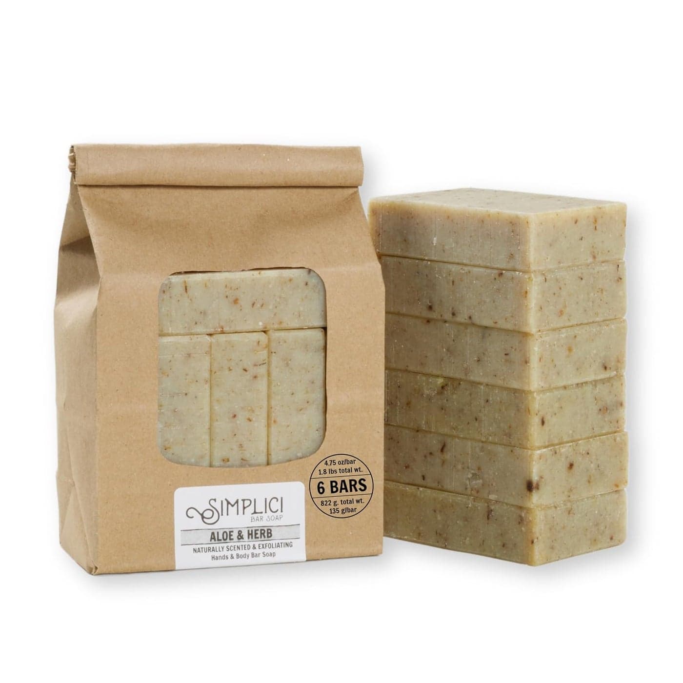 Aloe Herb Natural Soap exfoliating pure essential oils 6 Bar Value Bag Palm Free