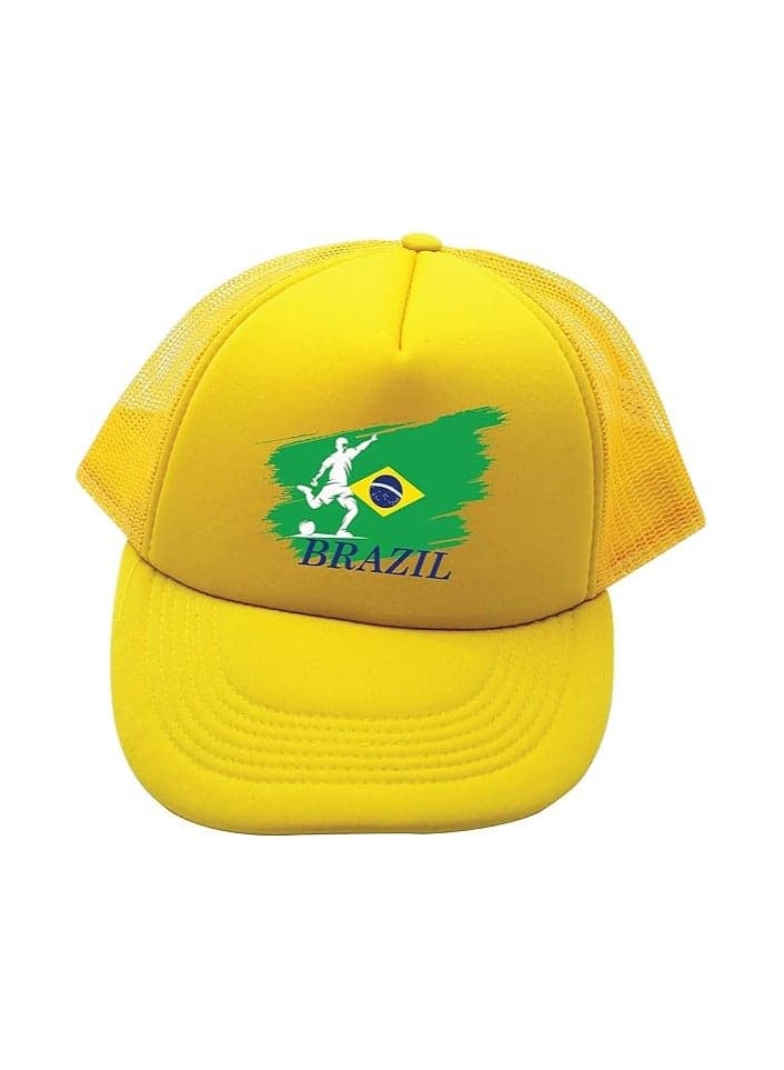 Brazil Sports Cap With Adjustment Plastic Snap Closure For Men And Women