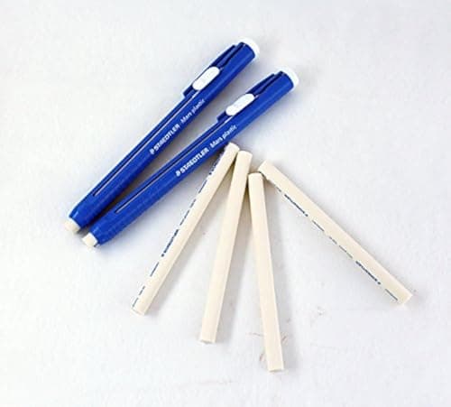 STAEDTLER Stick Eraser Set Mars plastic 528 50 Propelling Graphite Stick Eraser 2pieces REFILLS 4pieces Solid eraser with little residueLength adjustable bodyGerman brand