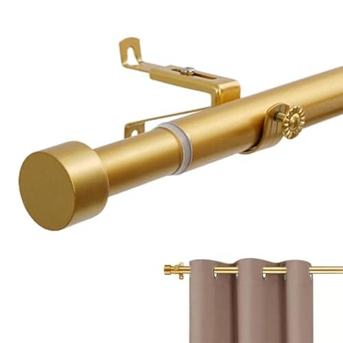 HASTHIP® Heavy Duty Curtain Rods for Windows 32"-84", Sturdy & Rust-Proof Curtain Rod, Adjustable Curtain Rod Set with Easy Installation and Modern Design, Golden