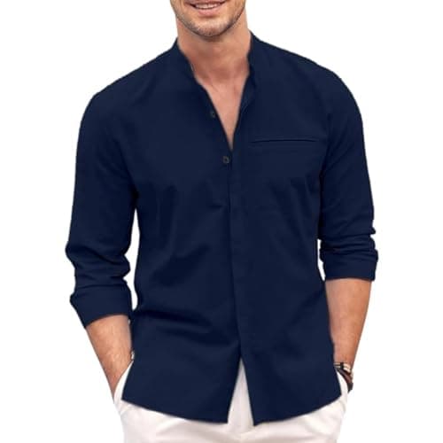 Bellstone Men's Solid Cotton Shirt | Casual | Plain | Full Sleeve | Summer-Regular Fit| Men Stylish Shirt | Everyday Formal Wear |Soft Breathable Fabric | Everyday Smart Casual Wear Navy Blue