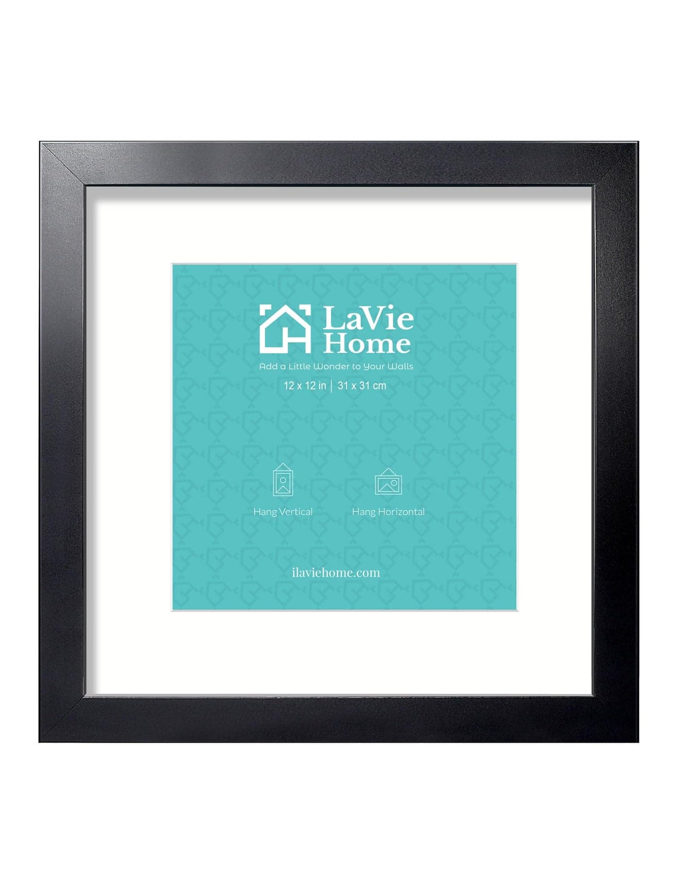 LaVie Home 12x12 Picture Frame Black Poster Frame,Display Pictures 8x8 with Mat or 12x12 Without Mat, Stable and Sturdy Frame and Polished Plexiglass, Horizontal and Vertical Format of The Walls