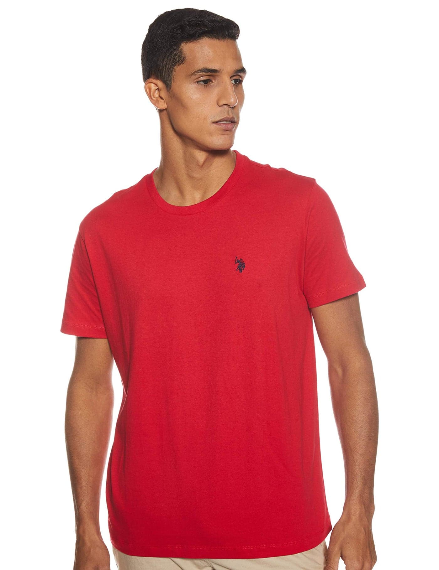 U.S. Polo Assn. Men's Crew Neck Small Pony T-Shirt, Engine Red, XL