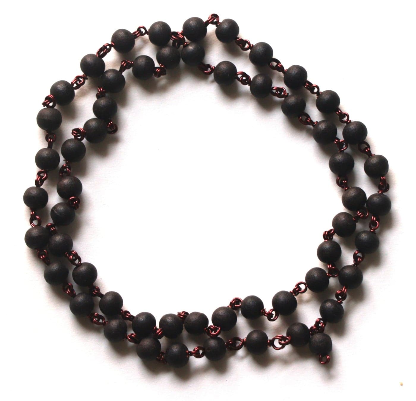 ShivaRatna Karungali Malai with Goverment Lab Certificate Made in Copper Wire 54+1 Beads (8mm Beads Size) Ebony Wood - கருங்காலி மாலை