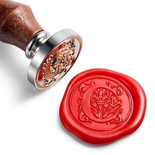 Mceal Wax Seal Stamp Large Seal 1 1530mm Dia Silver Brass Head with Wooden Handle Regal Letter A to Z Series Letter C