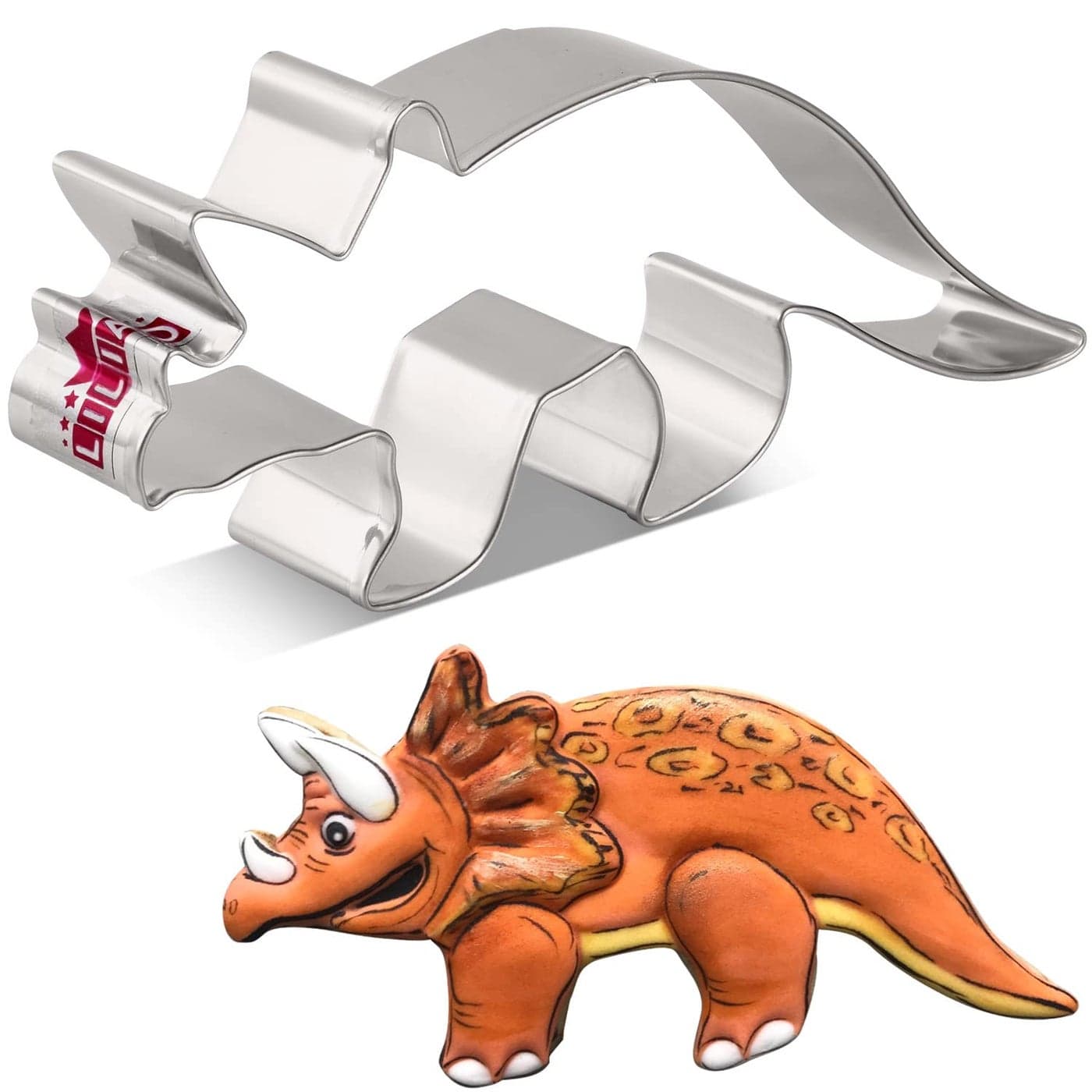 LILIAO Dinosaur Triceratops Cookie Cutter for Kids Birthday Party 51 x 24 inches Dino Biscuit and Fondant Cutters Stainless Steel