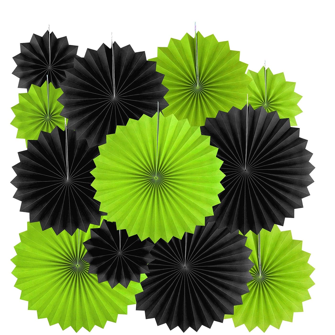 Black Green Party Hanging Paper Fans Decorations Tropical Jungle Animal Birthday Party Ceiling Hangings Graduation Bachelorette Party Photo Booth Backdrops Decorations 12pc