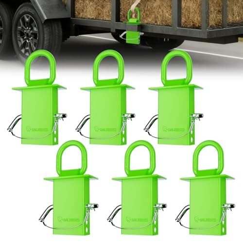SALUINOKI Stake Pocket D Ring for Trailer Heavy Duty, D-Ring Stake Pocket Tie Downs Galvanized Green with Anti-Loss Cord and Gloves Breaking Load 16,200lbs (6 Set)