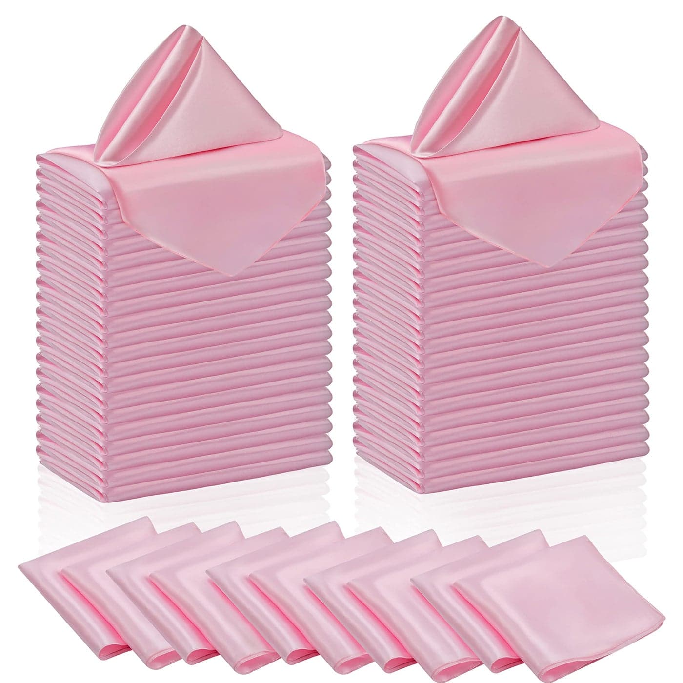 Manyshofu 60 Pieces Light Pink Satin Napkins 20x20 Inches Cloth Napkins Square Satin Fabric Napkin Set Soft Reusable Table Napkin for Wedding Dinner Party Lunch Banquet Restaurant Decoration