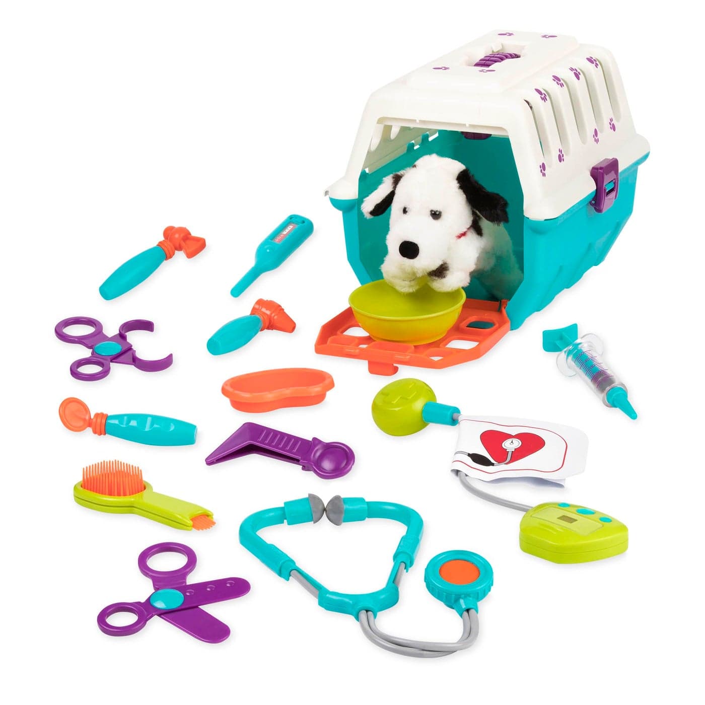 Battat Veterinarian Toy Set with Plush Dalmatian Puppy Carrier Complete 15 Pieces Kids Pretend Play Medical Kit with Stethoscope Tools Educational ToddlerToys for Ages 2 4 Years