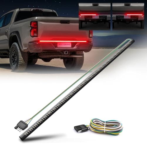 MICTUNING 60 inches Red Sequential Turn Signal LED Brake Lamp Triple Row 504 LEDs Tailgate Strip Light Waterproof for Ford F150/RAM 2500 - 5 Functions