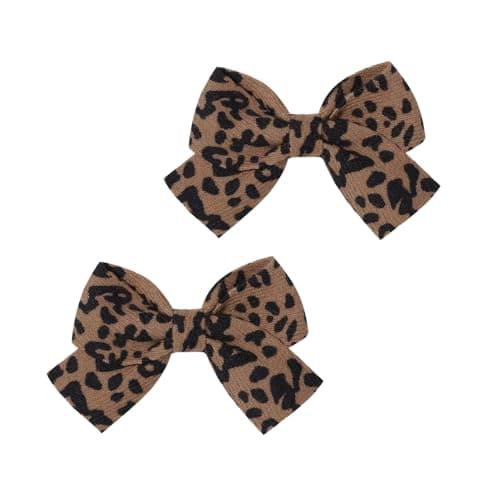 BOENBE LOVED Baby Hair Clips for Girls Leopard Baby Clip BowsToddler Girl Hair Accessories for Kids Fully Lined Polka Dot Alligator Clip BarrettesPacked in pairsK