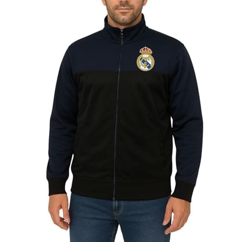 Icon Sports Officially Licensed Real Madrid CF Track Jacket - Unisex Adult - RM53TJ Black_Navy M