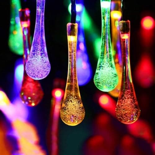 MIRADH 14 Long Crystal Waterdrop Led Light 3 Meter led Lights for Home Decoration, Diwali Lights for Decoration for Home Still Mode Only Strip Lights (14 Bulb Multicolr)