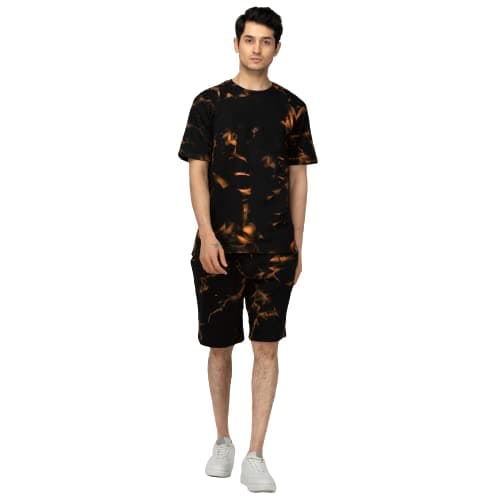 ELLITI Men's Casual Summer Night Dress Soft Cotton Poly Lycra Digital Printed Sleepwear & Launge(Lounge) Wear Night Suit,Regular Fit Round Neck Short Sleeves T-Shirt and shorts(Boxer) Pair set For Men