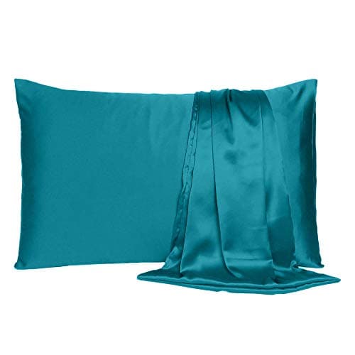 Oussum Satin Silk Pillowcase Cover Soft and Comfortable Hair & Skin Envelop Closure Home Decor Single Pcs with Free Scrunchie (Corsair Blue, Standard Size(20"x26")
