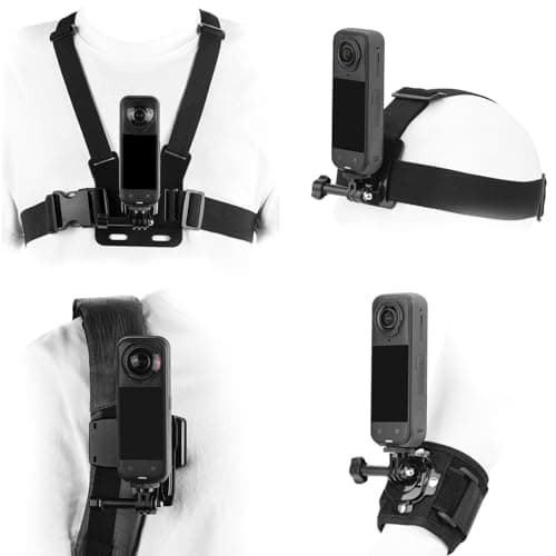 BRDRC Accessories Kit for Insta 360 X5 X4 Air, Chest Mount Head Strap Harness Backpack Clip Holder Wrist Strap, 360°Rotating Adapter + Quick Release for Insta360 One X5 X4 X3 X Camera Accessory Bundle
