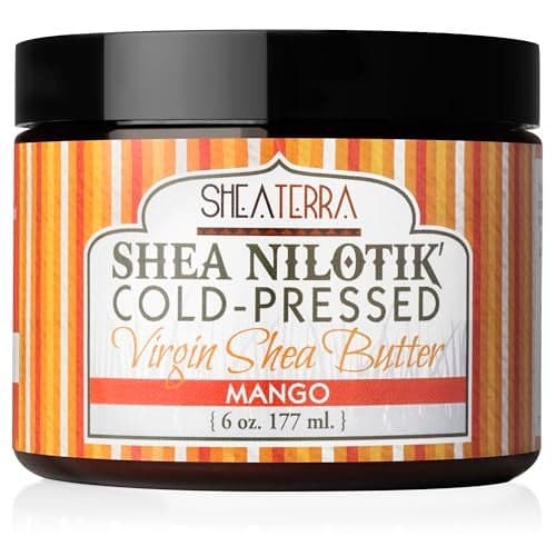 Shea Terra Organics Organic Cold-Pressed Virgin Shea Butter – Mango | Natural Anti-Aging Daily Skin, Nails & Hair Cream to Soften, Protect & Hydrate Dry Skin & Reduce Stretch Marks – 6 oz