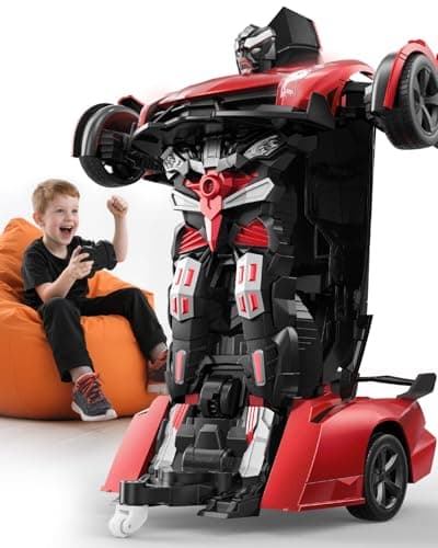 Veeniix V992 Transform Remote Control CarTransform Robot RC Cars114 Scale2in1 Robot Toy Car with Sound LightGesture SensingAutomatic DeformationGreat Gifts Toys for Boys and Girls 46 Red