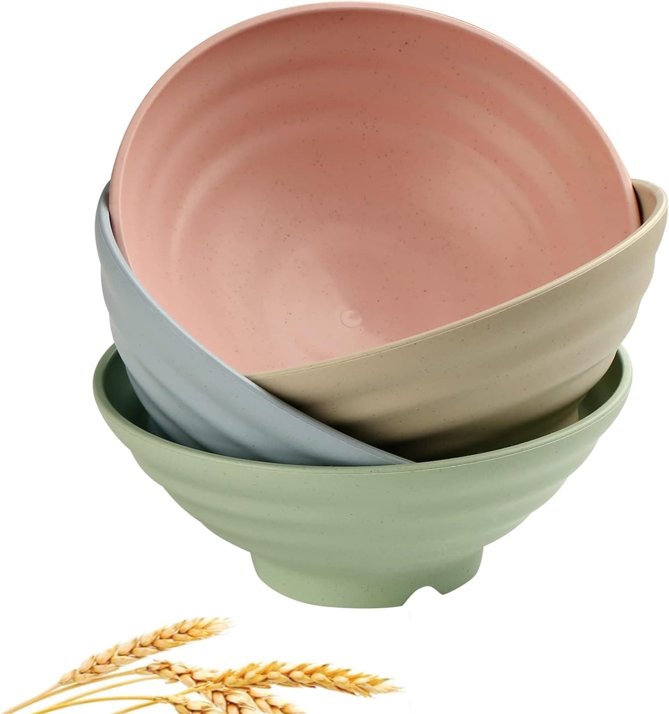 WANBY Lightweight Wheat Straw Cereal Bowls Unbreakable Dinner Dishes Bowl Set Dishwasher Microwave Safe 4 Pack 34Oz