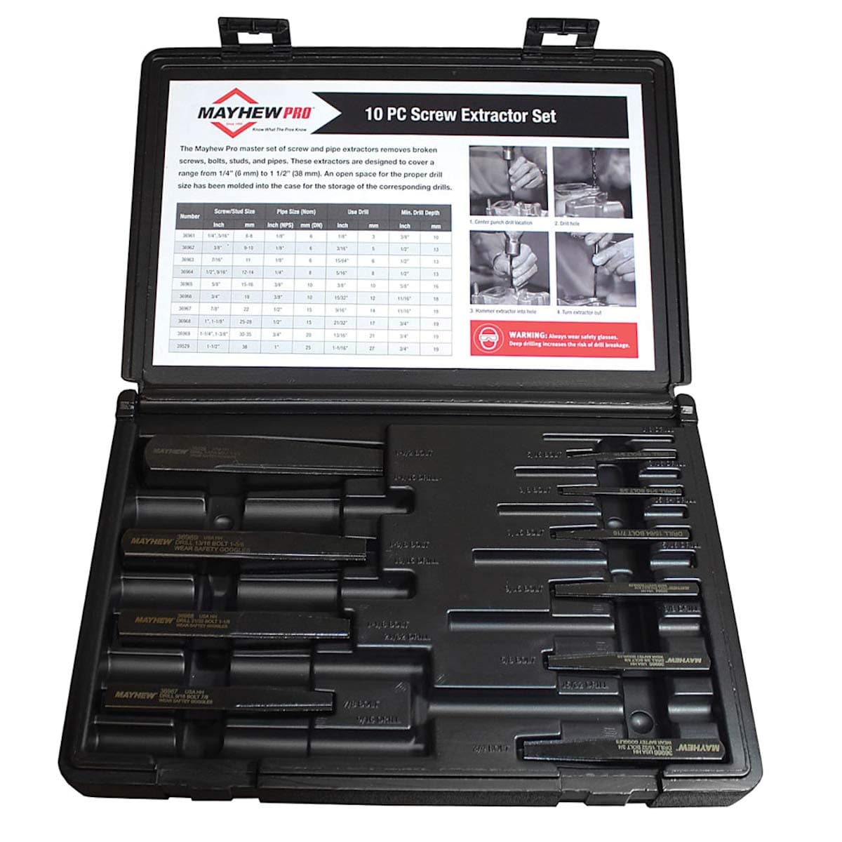 Mayhew Tools MAY37345 Screw Extractor Set 10 Piece