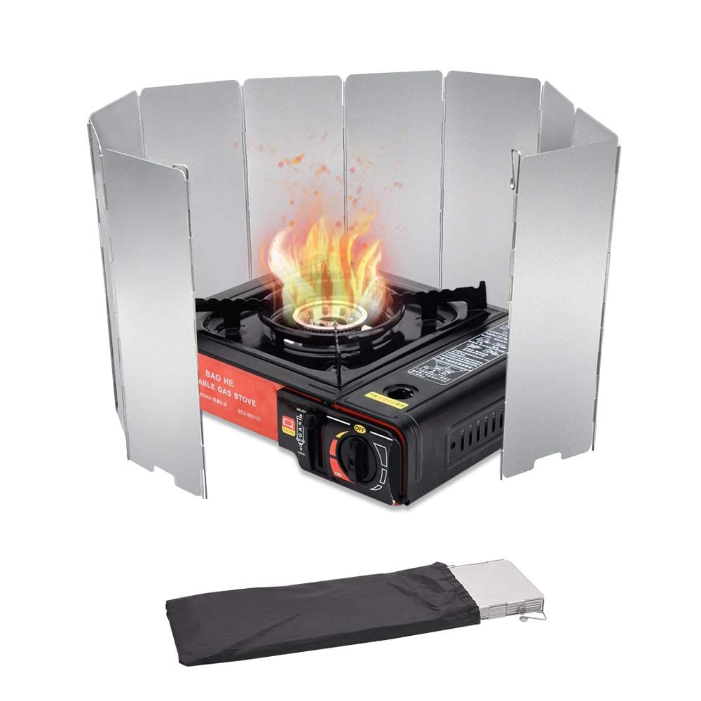 101216 Plates Stove Windscreen Aluminum Stove Windshield with Drawstring Bag for Camping Butane Stoves10 Plates