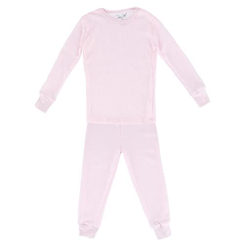 Rene Rofe Toddler Girl's Waffle Thermal Long Underwear 2-Piece Set, 3T, Light Pink