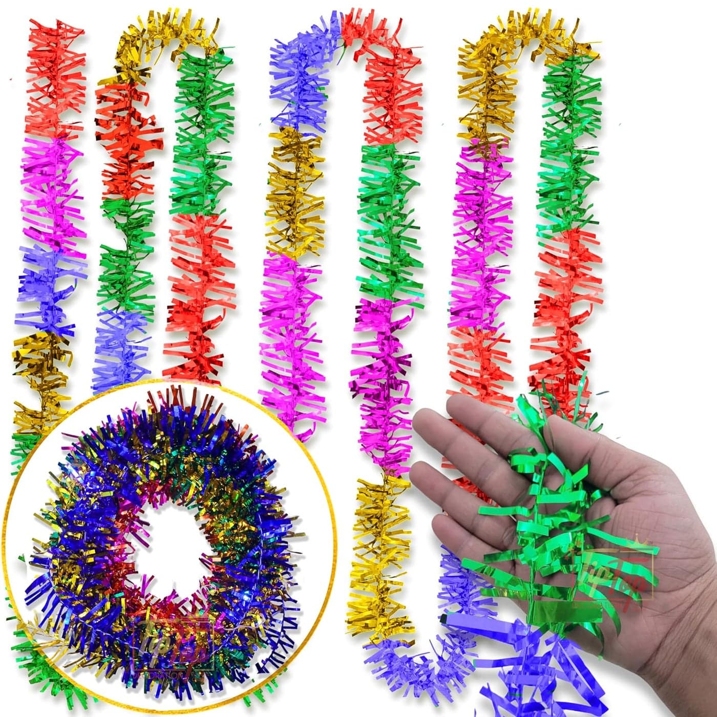 TIPTOP DECORATION Premium 80 Feet Metallic Paper Long Garland Streamer Multipurpose Dancing Multi 80 Feet