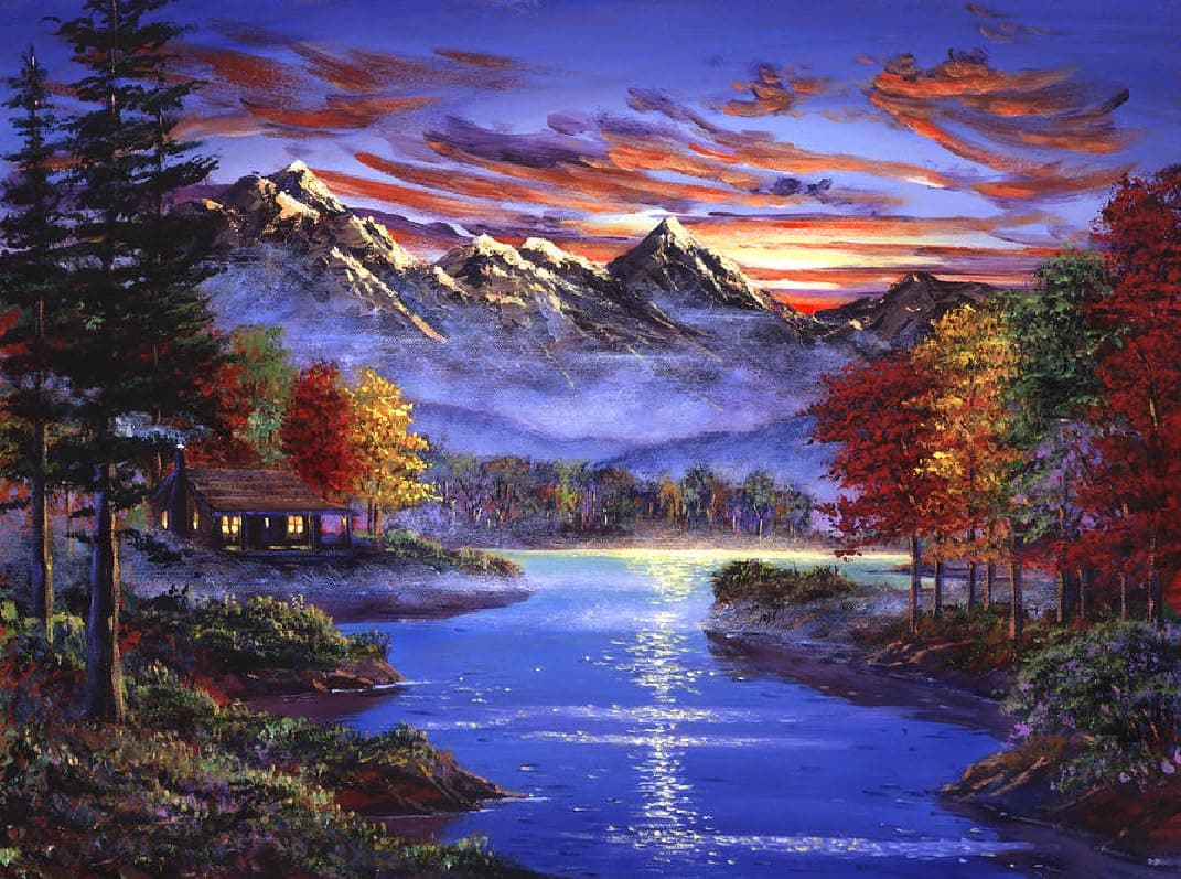 TULIP N TURTLE Snow Peak DIY Acrylic Painting by Numbers Kit on Canvas, Paint by Number Kit for Adults Beginner Number Painting kit DIY Canvas Painting by Numbers.DIY Painting kit for Adults