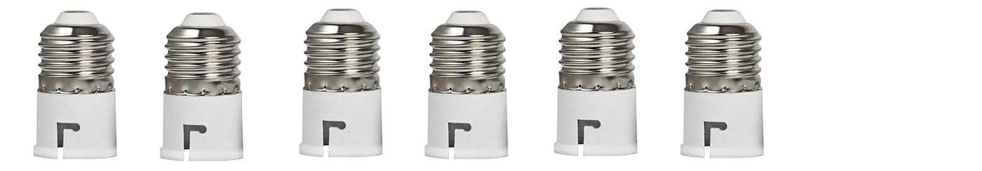 Whiteray E27 to B22 Screw Base Socket Lamp Holder Light Bulb Adapter (White, 6-Piece)