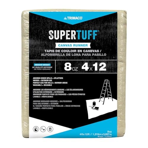 Trimaco 58907 SuperTuff 8 oz Premium Contractor Grade Heavyweight Canvas Drop Cloth, 4-feet x 12-feet