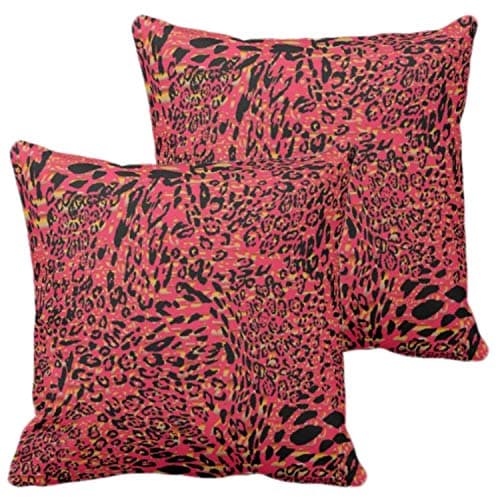 Yaya Cafe 24x24 inches Set of 2 Cushion Covers Animal Pattern Printed Sofa Throw Pillows Multicolor