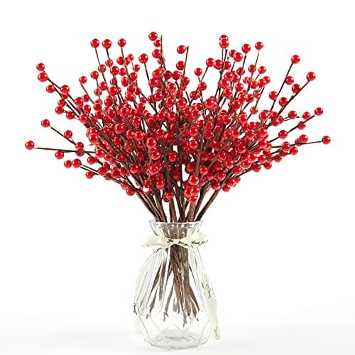 Joyhalo 12 Pack Berry Stems - 12.6'' Holly Berry Stems for Christmas Tree Filler Branches, Red Berries Christmas Decor, Picks, Artificial Cranberries Ornaments Crafts Holiday Home Decor