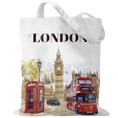 Sitsink London Travel Souvenirs Gifts - Reusable Canvas Tote Bag London Trip Souvenir Gifts for Women Birthday