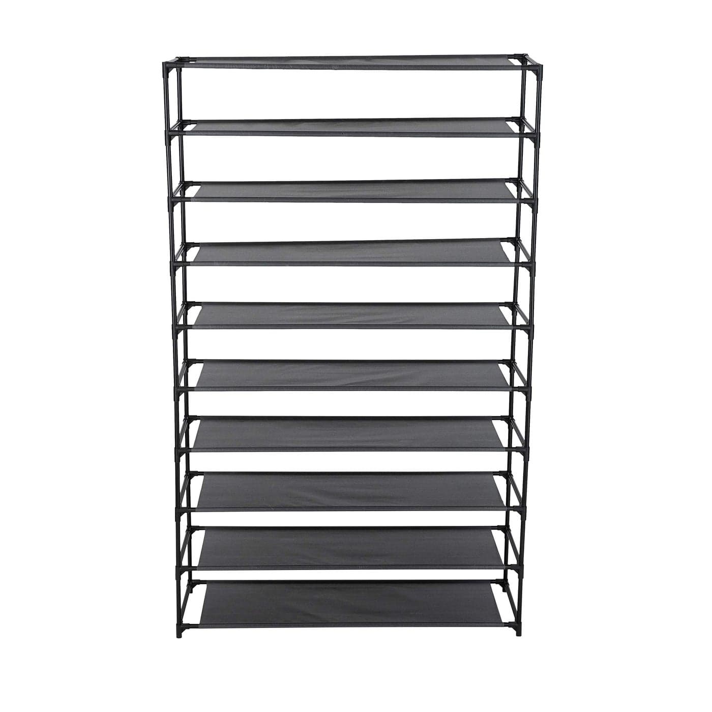 Simplify 10 Tier 50 Pair Freestanding Shoe Rack Holds up to 100 Individual Shoes Good for Sneakers Boots Loafers Heels Slippers Black