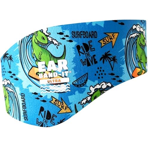 Earvolution Ear Band-It Ultra Swimming Headband for Kids/Adults - Invented by Ear, Nose, and Throat Doctor - Anti-Slip Neoprene for Protection - Putty Buddies Sold Separately - Medium, Dino