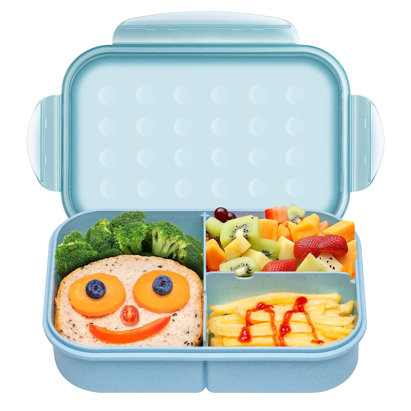 Itopor Ideal LeakProof Bento Box for KidsWheat Fiber Material Lunch Box KidsBPAFree Lunch Containers with UtensilsMicrowave Dishwasher Safe Bento Box AdultsBlue 1300ml