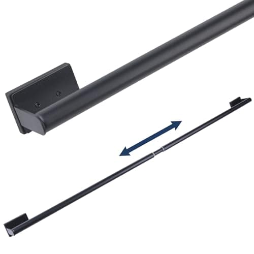 16.6-42.9 Inches Adjustable Magnetic Curtain Rod for Metal Door, 2 Sizes in 1 Extend from 16.6-29.6 inches or 32-42.9 inches, Strong Magnet Holder for Cafe Sash Curtain, Black 1 Pack