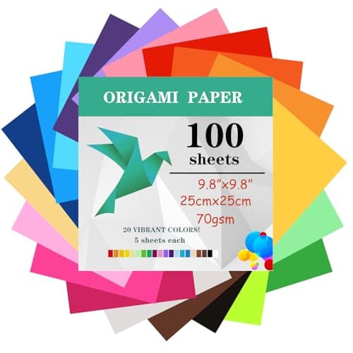 100 Sheets Origami Paper 25x25 cm10 Inch Origami Paper Double Sided70gsm 20 Colors Large Origami Paper Squares for Kids DIY School Arts Crafts Projects Children Adults
