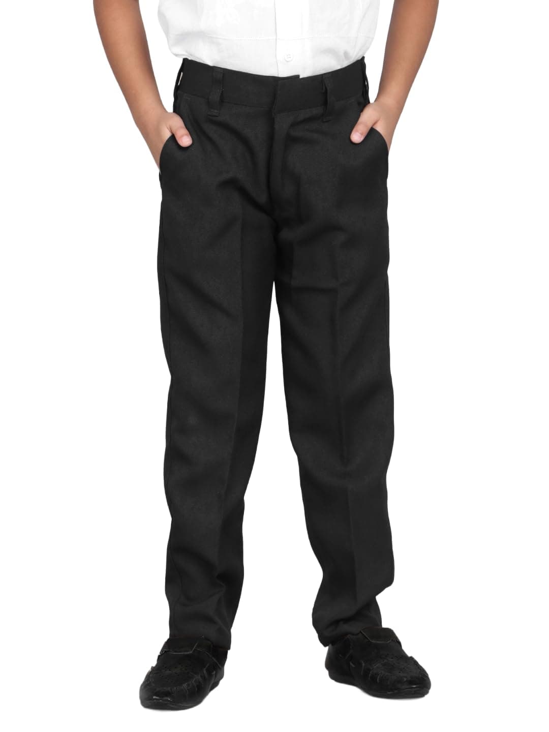 Baba & Baby Boy's Regular Fit Viscose Blend Trouser (BFTR-175_Black_9 Years-10 Years), Mid Rise