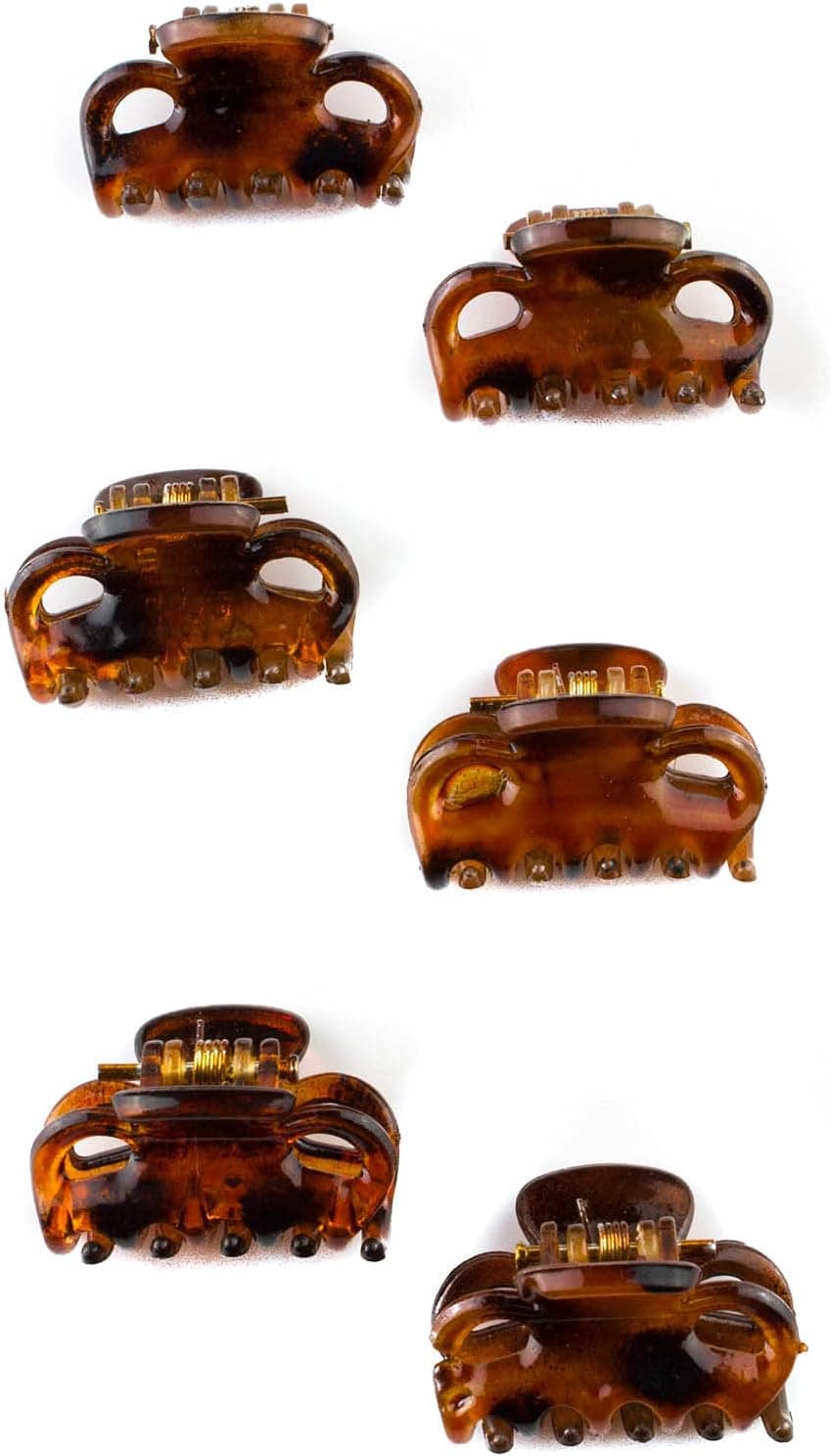 6 PCS Hair Claws Plastic Grip Small Clamps Bulldog Hair Clips Butterfly Clamp Tortoiseshell1cm