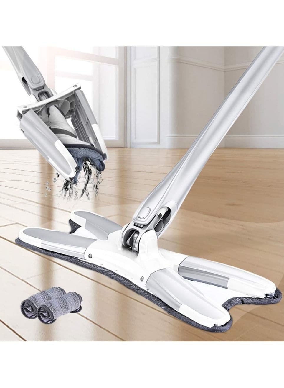 360° Rotating Head Washable Microfibre Floor Twist Mop White/Grey
